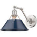 Orwell 1 Light 10 inch Pewter Articulating Wall Sconce Wall Light in Navy, Adjustable