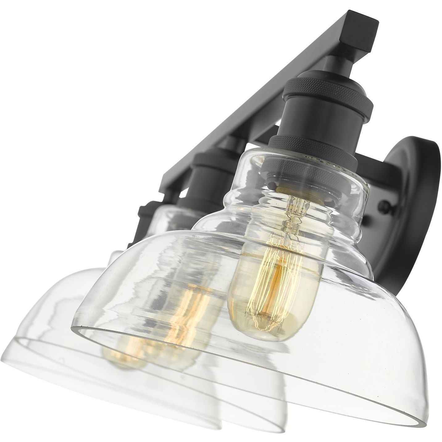 Yep Carver Vanity Wall Light in Matte Black, Clear Glass