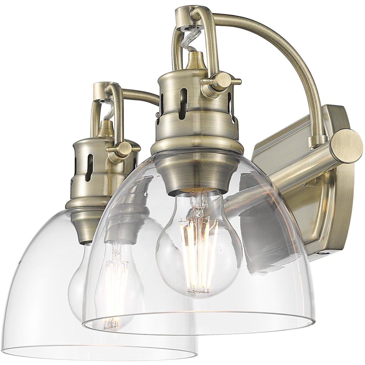 Yep Duncan Vanity Wall Light in Aged Brass, Clear Glass