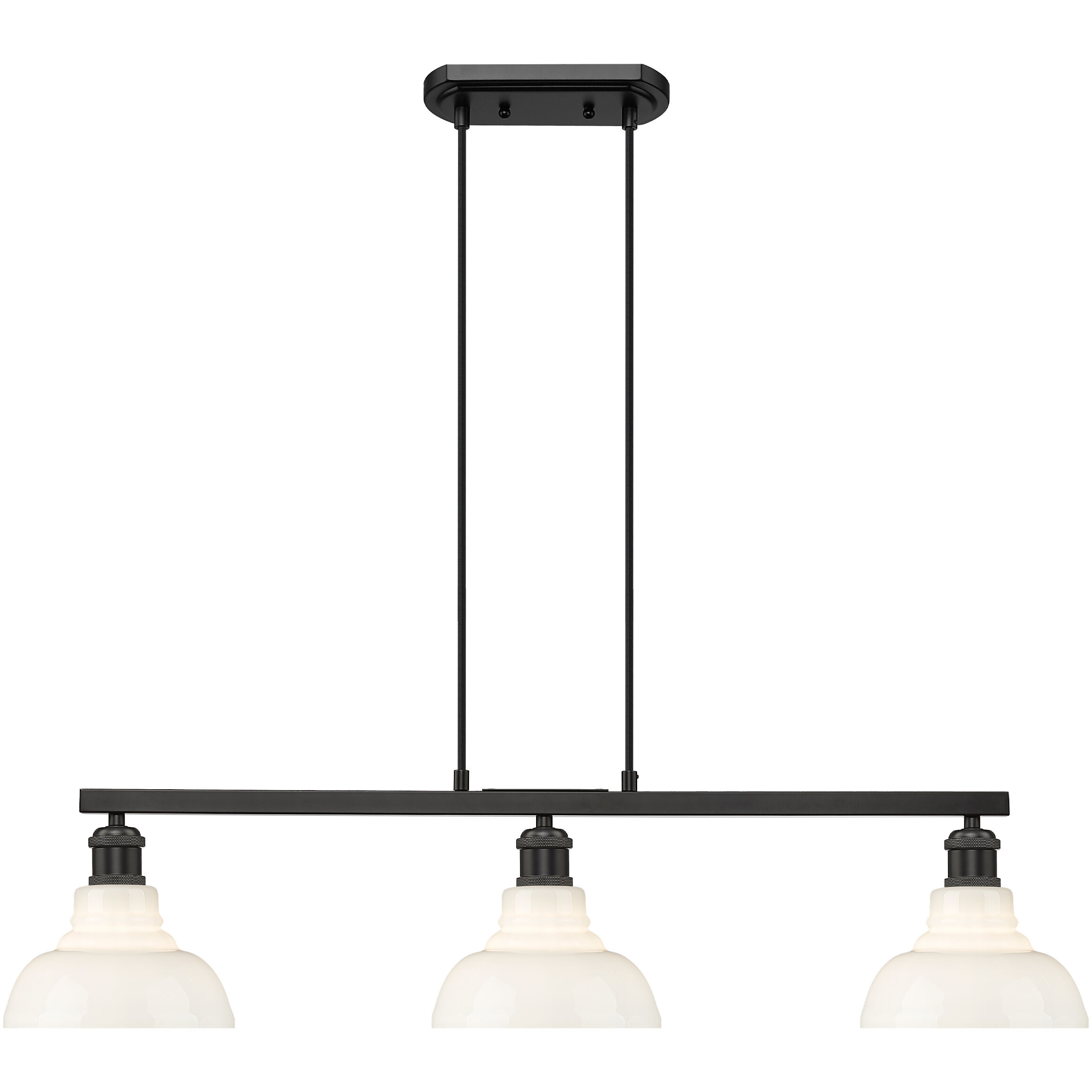 Yep Carver Island Light Ceiling Light in Matte Black, Vintage Milk Glass