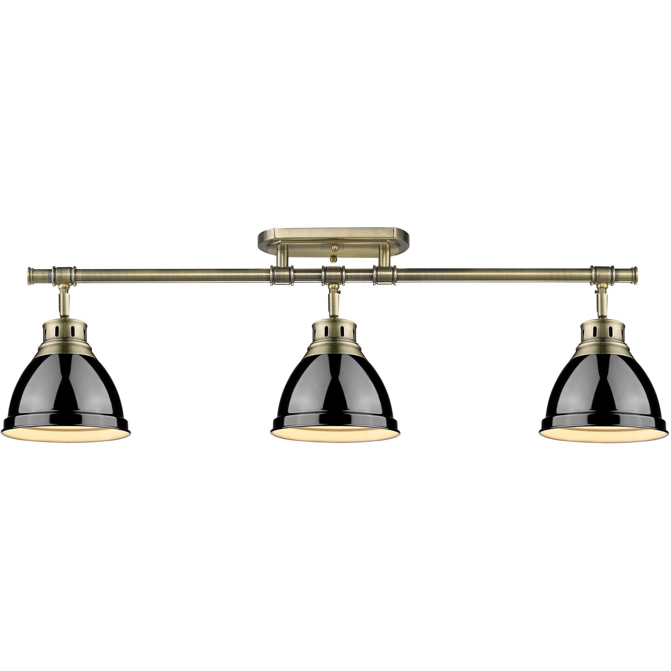 Yep Duncan 3 Light 35.38 inch Aged Brass Semi-Flush Mount Ceiling Light in Black, Damp