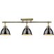 Yep Duncan 3 Light 35.38 inch Aged Brass Semi-Flush Mount Ceiling Light in Black, Damp