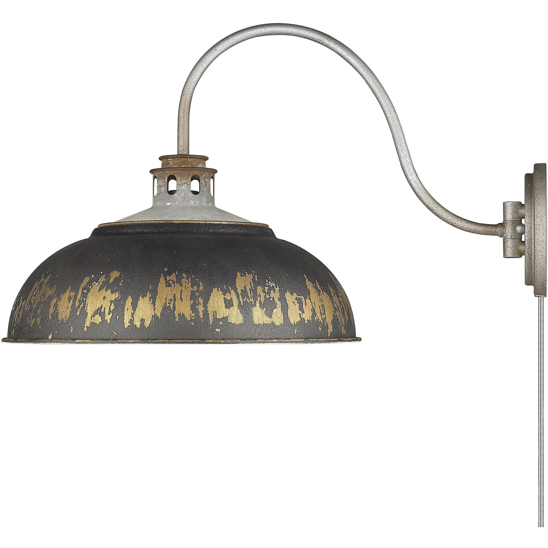 Kinsley 1 Light 14 inch Aged Galvanized Steel Swing Arm Wall Lamp Wall Light in Antique Black Iron