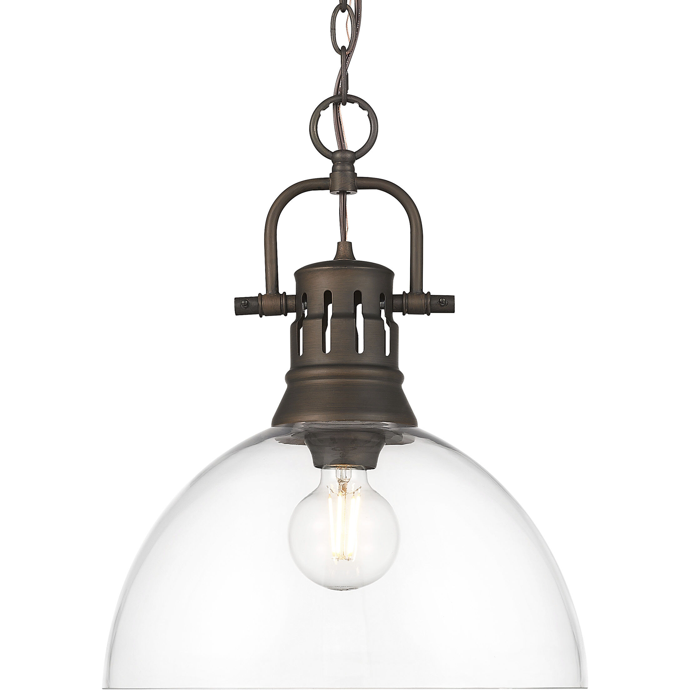 Yep Duncan 1 Light 14 inch Rubbed Bronze Pendant Ceiling Light in Clear Glass