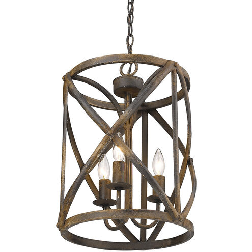 Alcott 3 Light 13 inch Antique Black Iron Pendant Ceiling Light, Caged