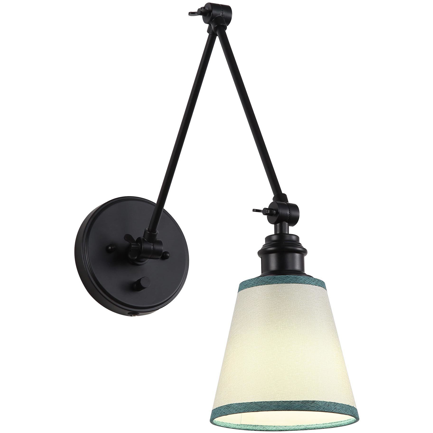 Yep Equinox 1 Light 5.88 inch Matte Black Swing Arm Wall Lamp Wall Light in White with Green Trim