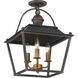Christoff 3 Light 14 inch Antique Black Iron Semi-Flush Mount Ceiling Light