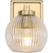Elliott 1 Light 7.25 inch Brushed Champagne Bronze Vanity Light Wall Light in Ribbed Clear