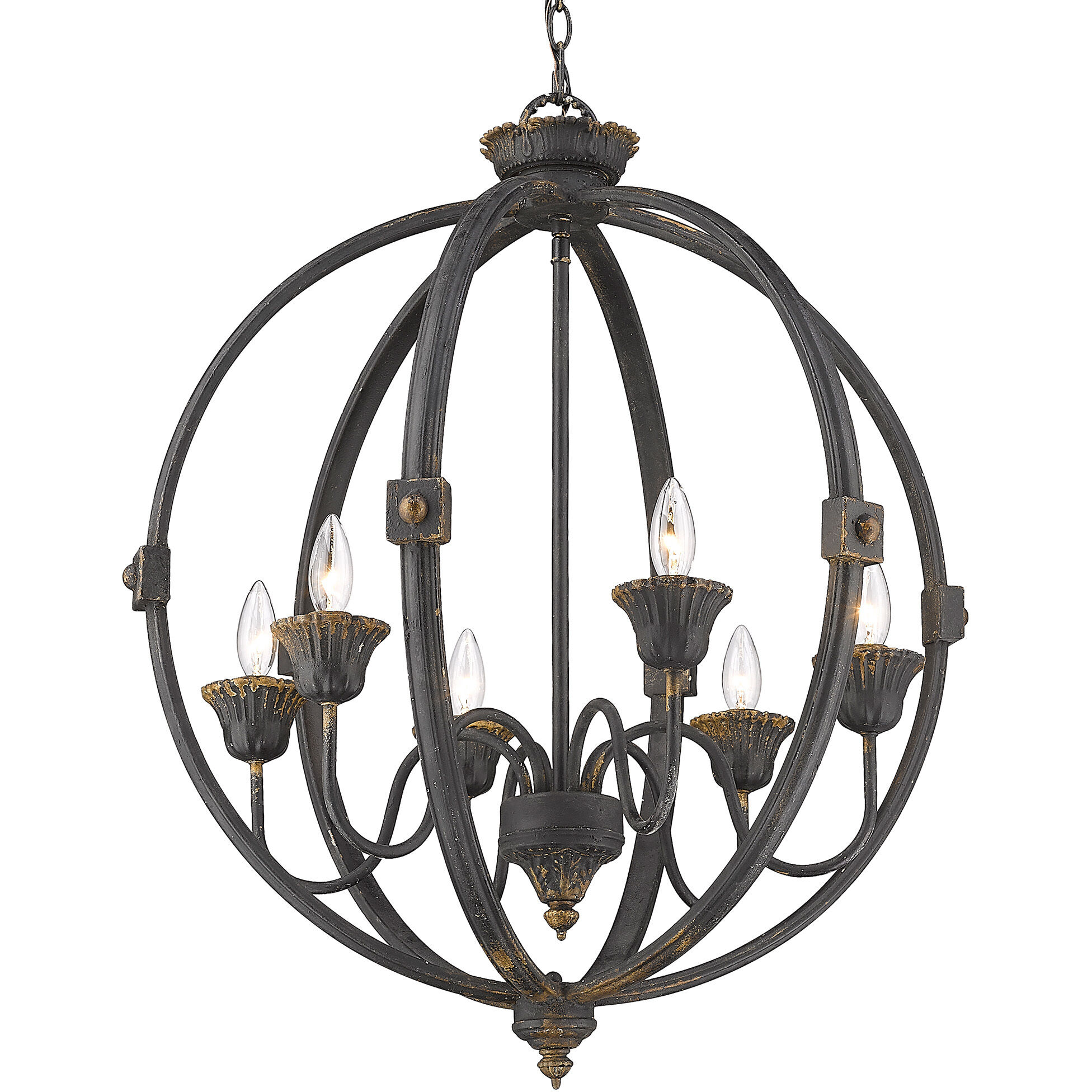 Jules 25.5 inch 60.00 watt Antique Black Iron Chandelier Ceiling Light