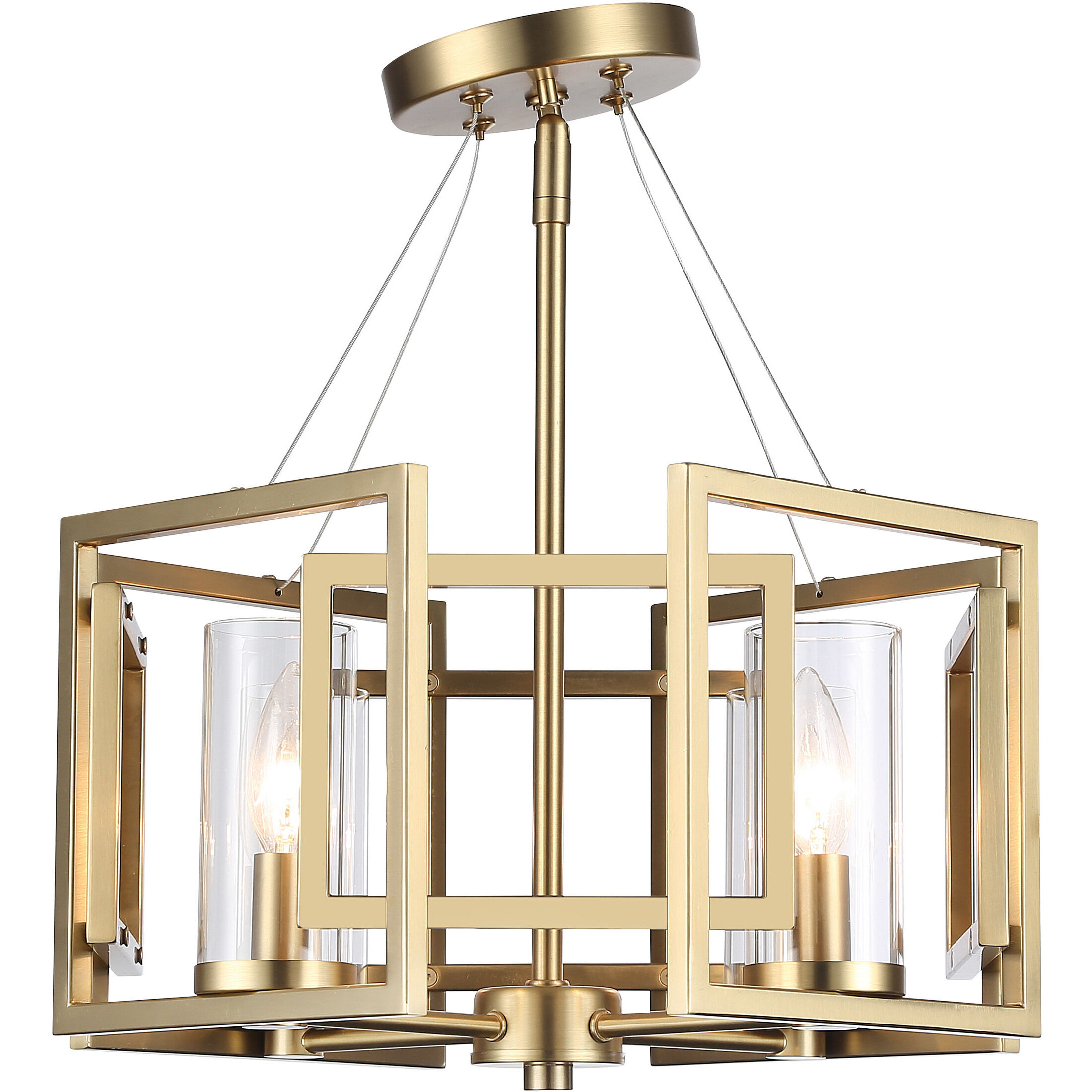 Marco 4 Light 16 inch Brushed Champagne Brass Semi-Flush Mount Ceiling Light