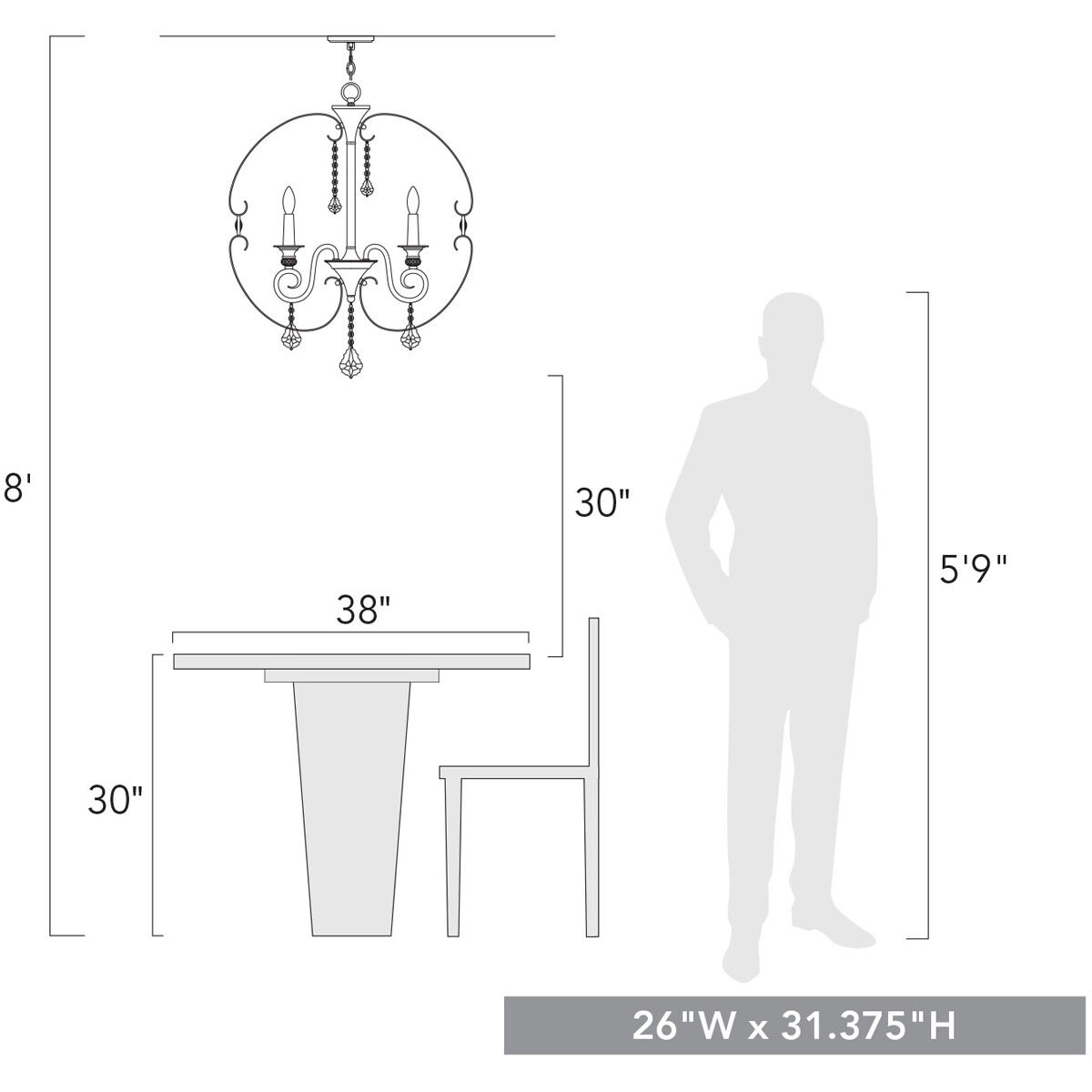 Ella 6 Light 26 inch Matte Black Chandelier Ceiling Light