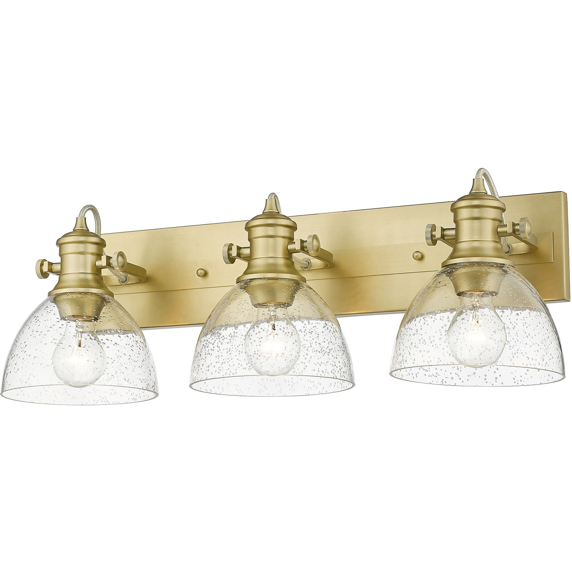 Yep Hines Vanity Wall Light in Seeded Glass, Brushed Champagne Brass