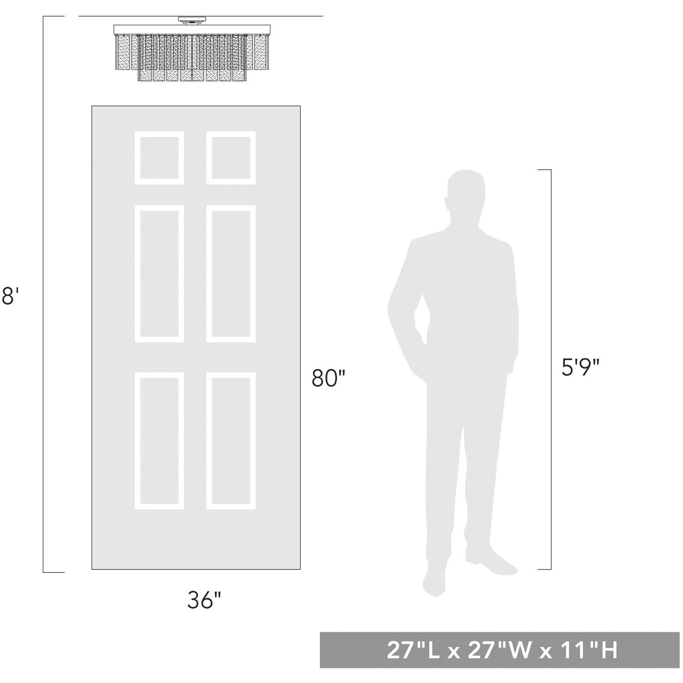 Ciara 9 Light 27 inch White Gold Semi-Flush Mount Ceiling Light