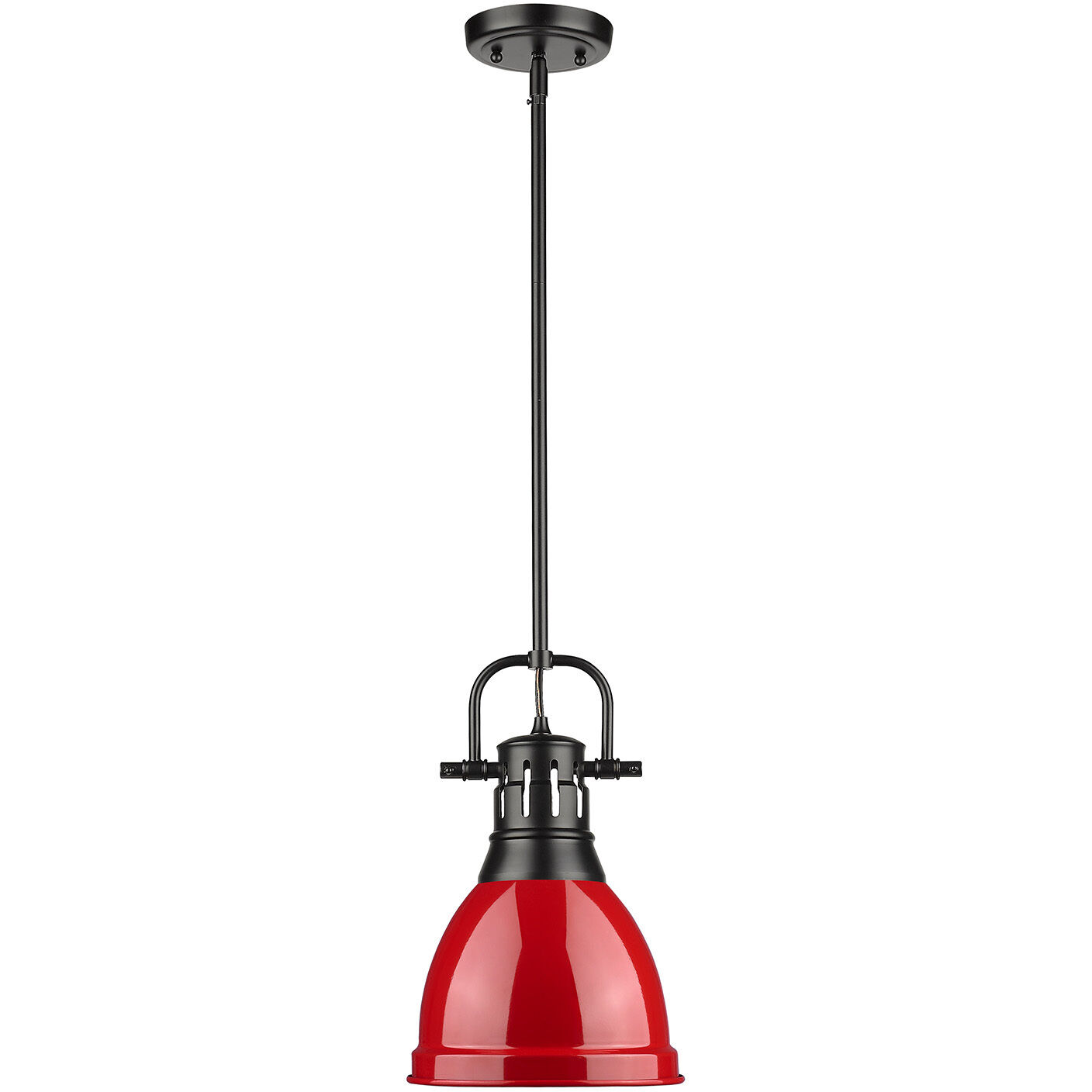 Yep Duncan 1 Light 8.88 inch Matte Black Pendant Ceiling Light in Red, Small