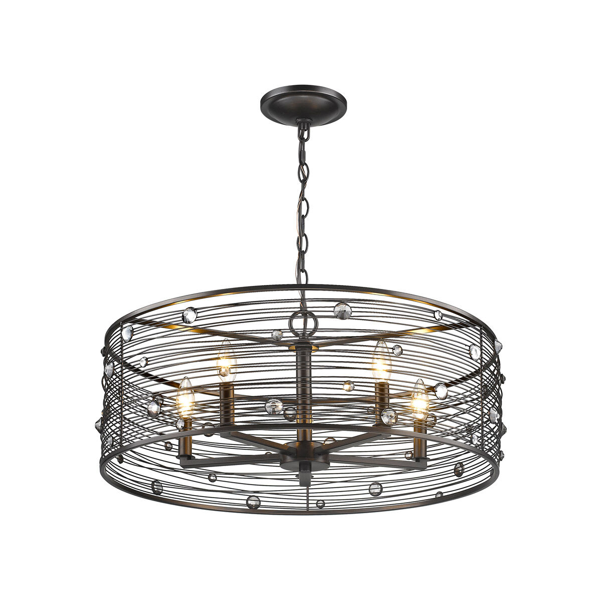 Bijoux 5 Light 26 inch Brushed Etruscan Bronze Chandelier Ceiling Light