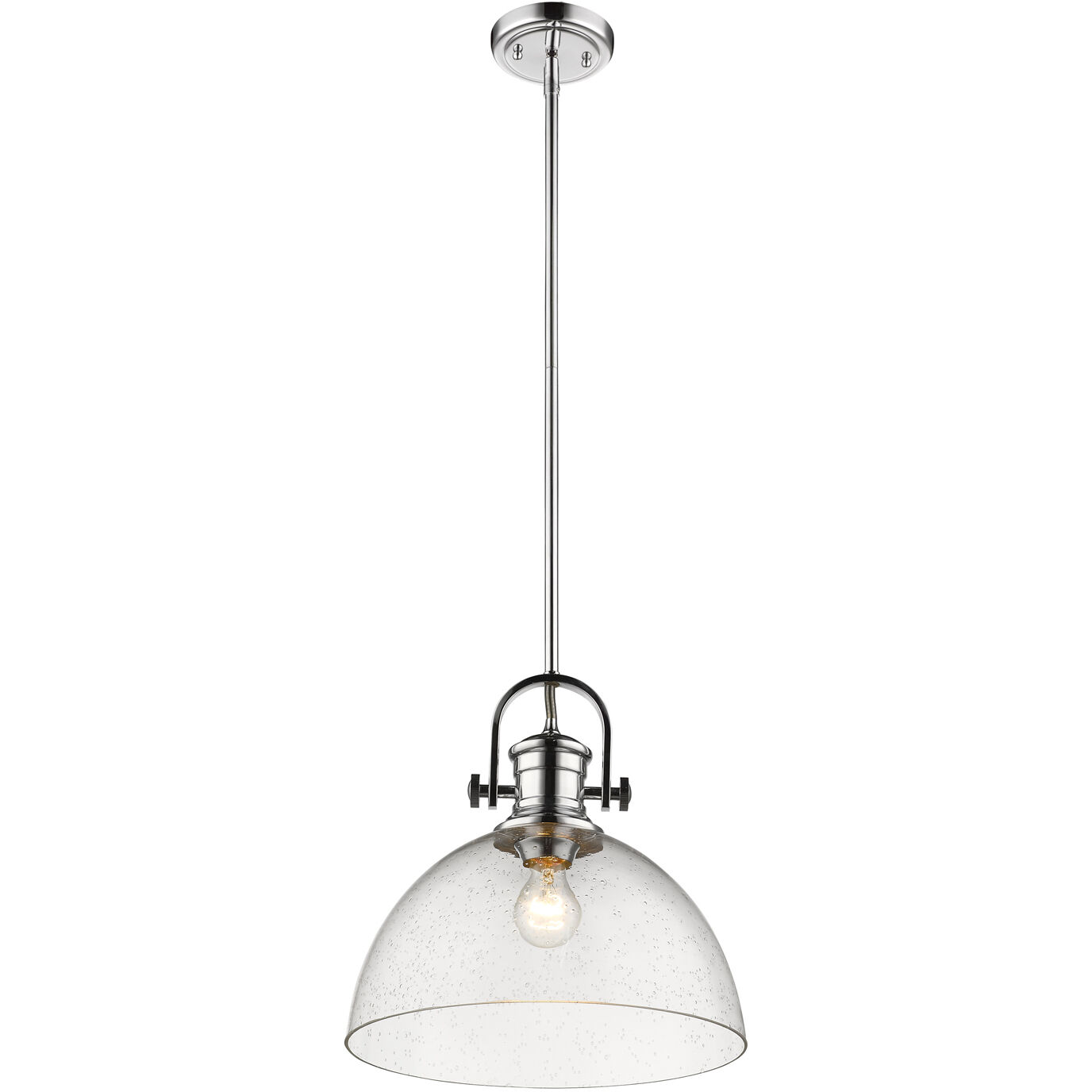 Yep Hines 1 Light 13.5 inch Chrome Pendant Ceiling Light in Seeded Glass, Large