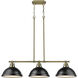 Duncan 3 Light 40 inch Aged Brass Linear Pendant Ceiling Light in Matte Black