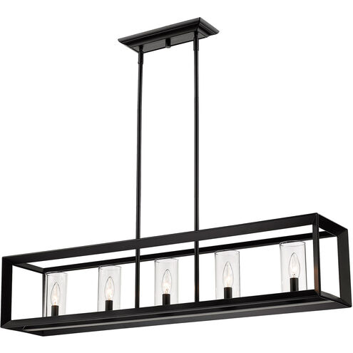 Smyth 5 Light 41 inch Matte Black Linear Pendant Ceiling Light in Clear Glass
