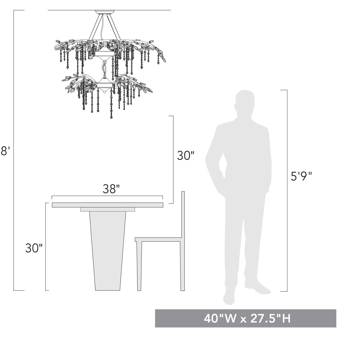 Autumn Twilight 18 Light 40 inch Black Iron Chandelier Ceiling Light, Large
