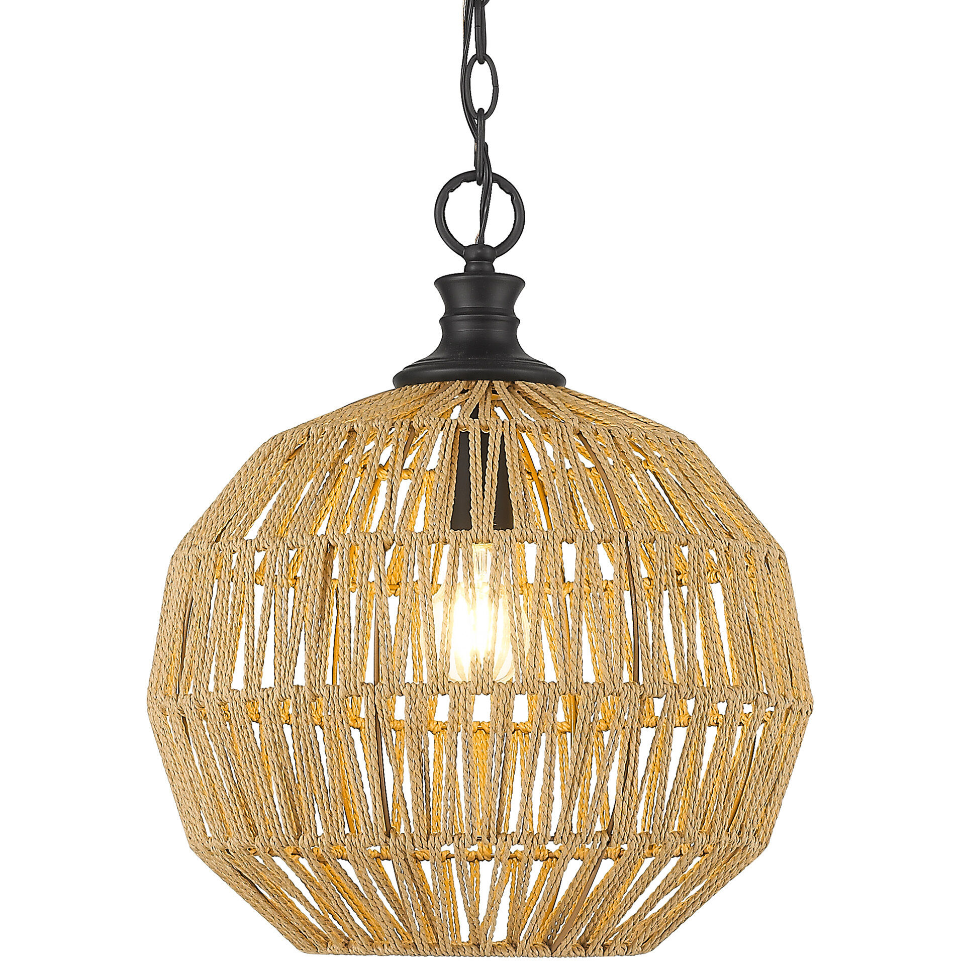 Florence Pendant Ceiling Light in Matte Black, Medium