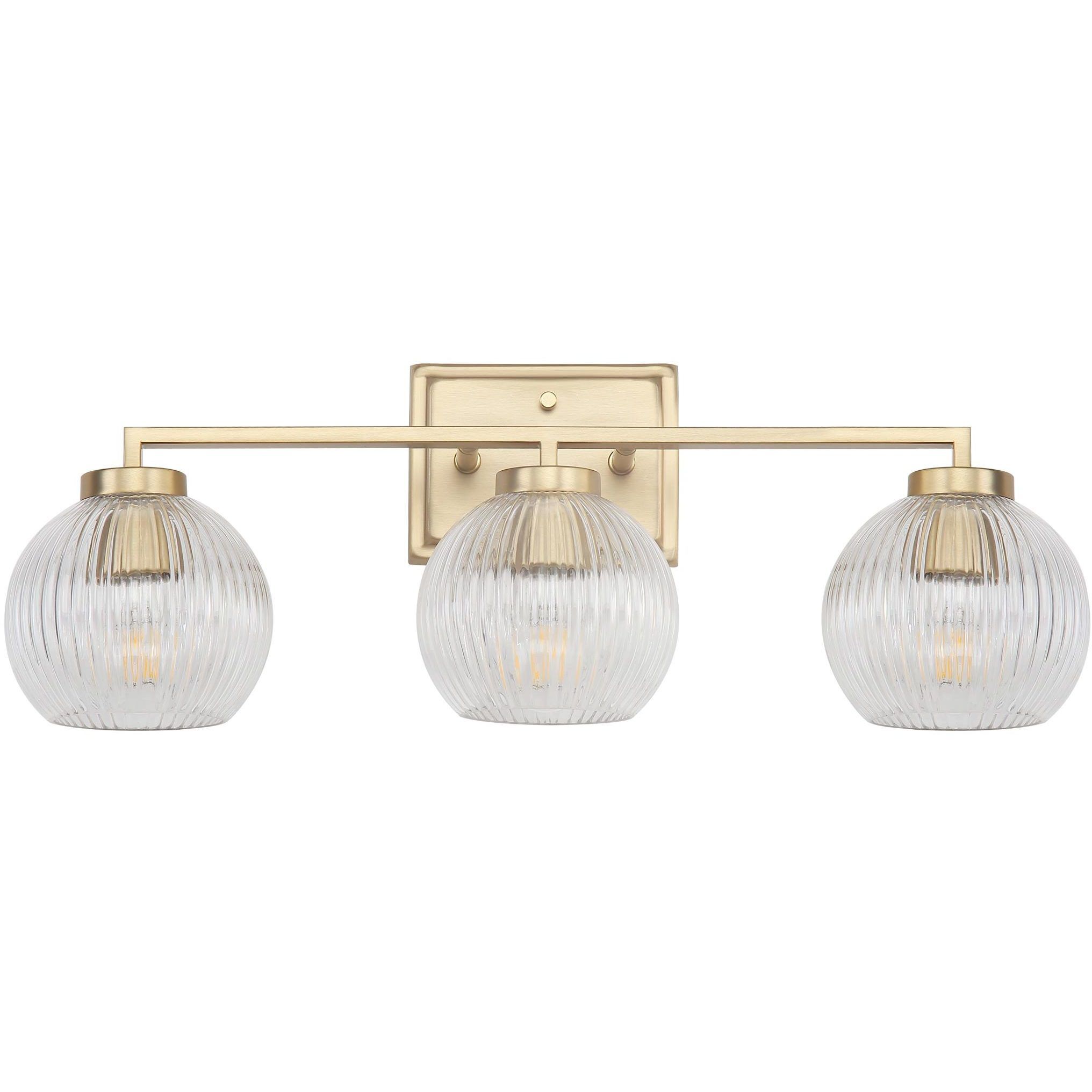 Yep Elliott Vanity Wall Light in Brushed Champagne Brass, Ribbed