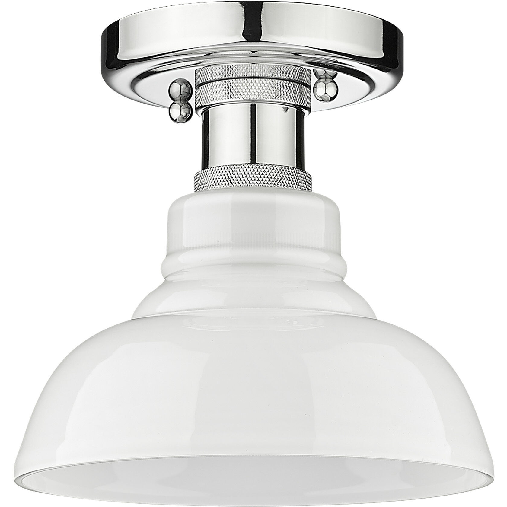 Yep Carver 1 Light 7.5 inch Chrome Flush Mount Ceiling Light in Vintage Milk Glass