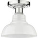 Yep Carver 1 Light 7.5 inch Chrome Flush Mount Ceiling Light in Vintage Milk Glass