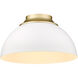 Zoey 3 Light 14 inch Olympic Gold Flush Mount Ceiling Light in Matte White