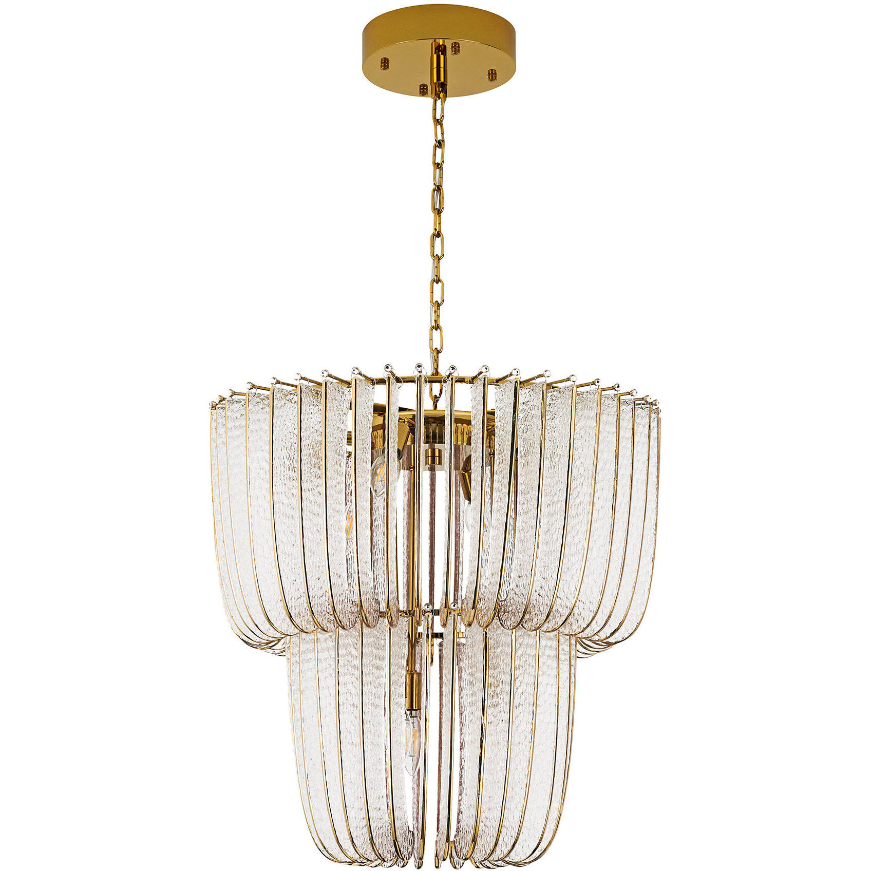 Ziva Shahi 22 inch 5.00 watt Titanium Gold Chandelier Ceiling Light, 2 Tier