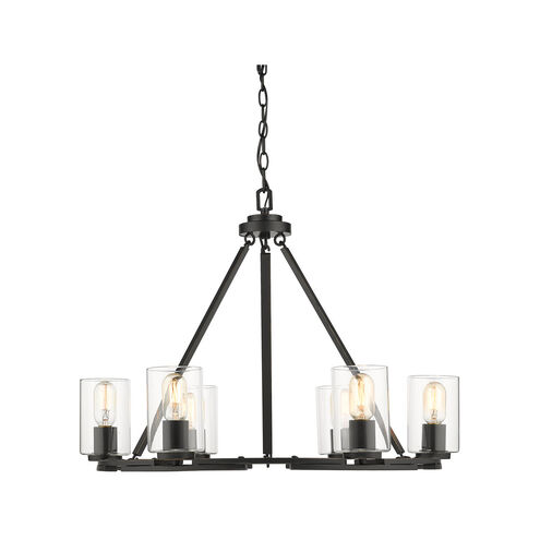Monroe 6 Light 29 inch Matte Black with Gold Highlights Chandelier Ceiling Light in Clear Glass