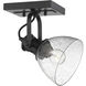 Yep Hines 1 Light 6.88 inch Matte Black Adjustable Semi-Flush Mount Ceiling Light in Seeded Glass, Damp