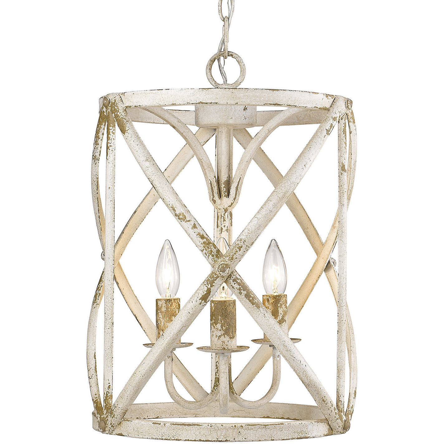Alcott 3 Light 13 inch Antique Ivory Pendant Ceiling Light, Caged