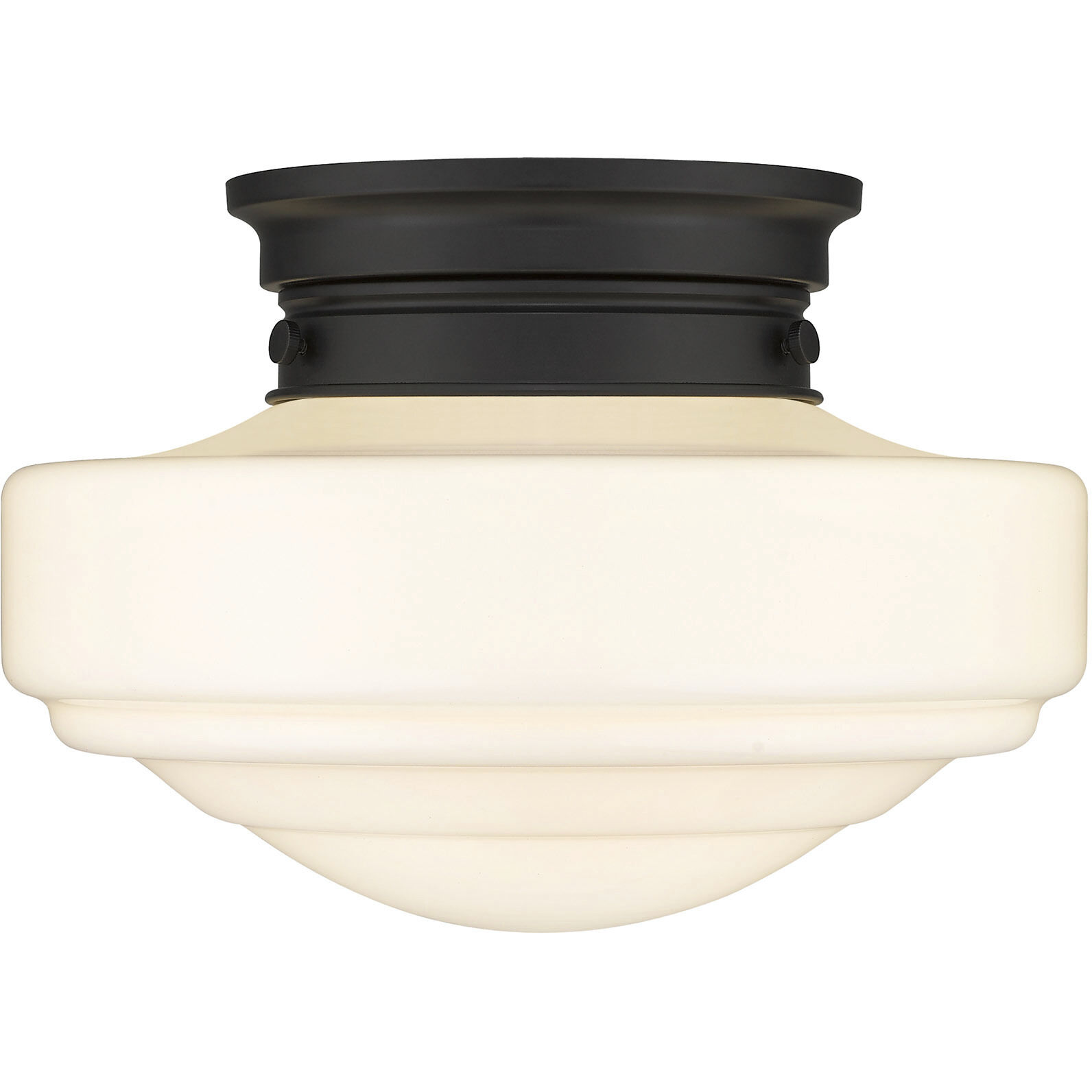 Ingalls 1 Light 12 inch Matte Black Semi-Flush Mount Ceiling Light in Vintage Milk Glass