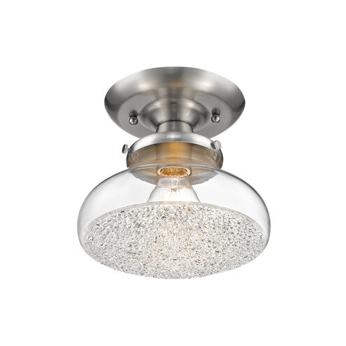 Asha 1 Light 8 inch Pewter Semi-flush Ceiling Light, Small Glass