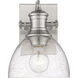 Hines 1 Light 8 inch Pewter Bath Vanity Wall Light in Seeded Glass