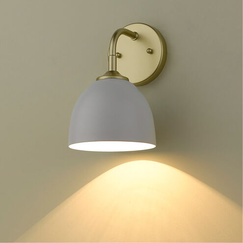 Zoey 1 Light 6 inch Olympic Gold Wall Sconce Wall Light in Matte White