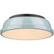 Duncan 2 Light 14 inch Matte Black Flush Mount Ceiling Light in Seafoam, Damp