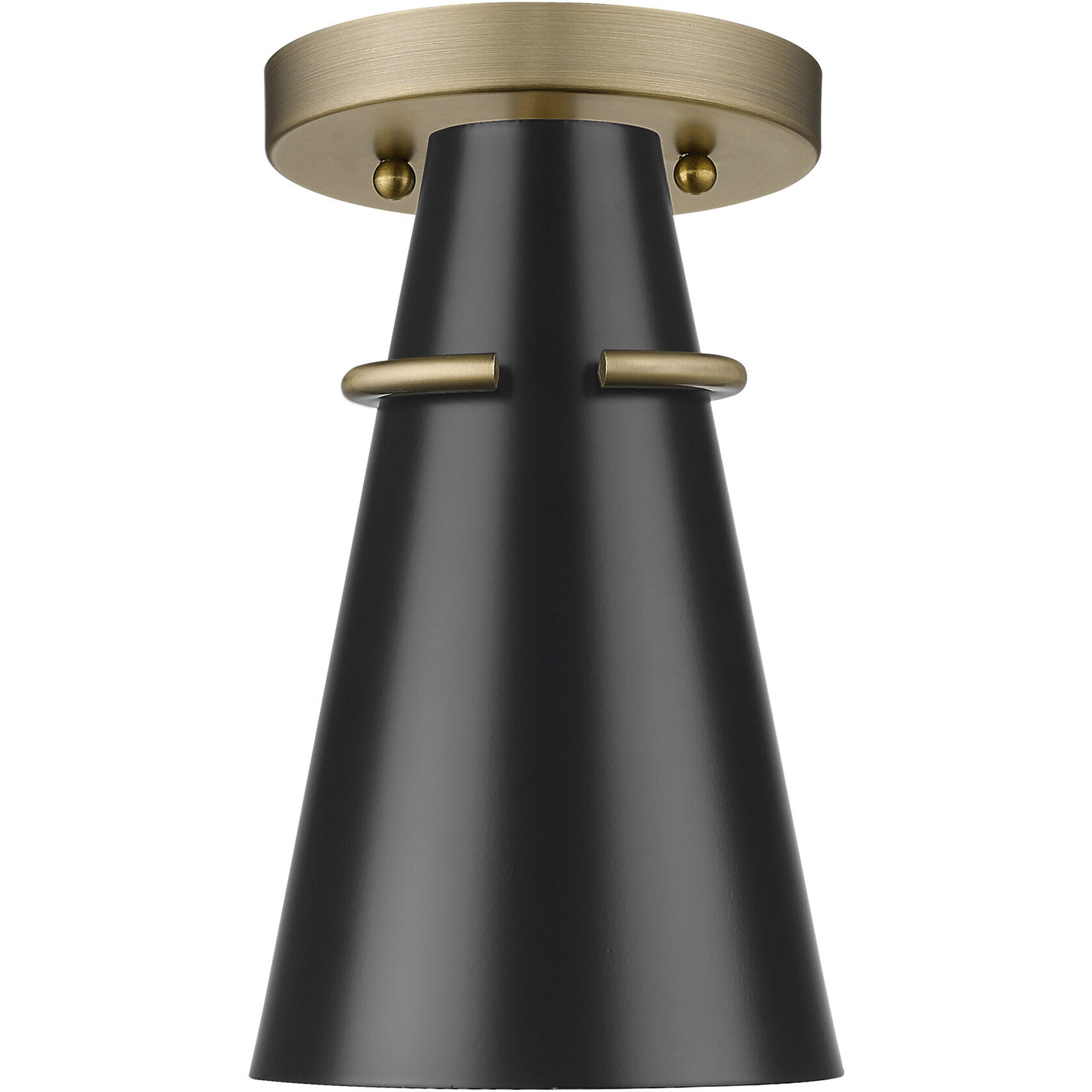Reeva 1 Light 7 inch Modern Brass Semi-Flush Mount Ceiling Light in Matte Black
