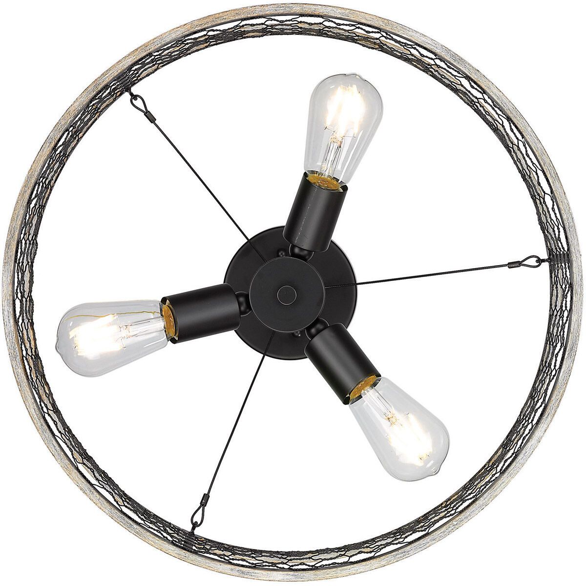 Bailey 3 Light 17.5 inch Matte Black Semi-flush Ceiling Light