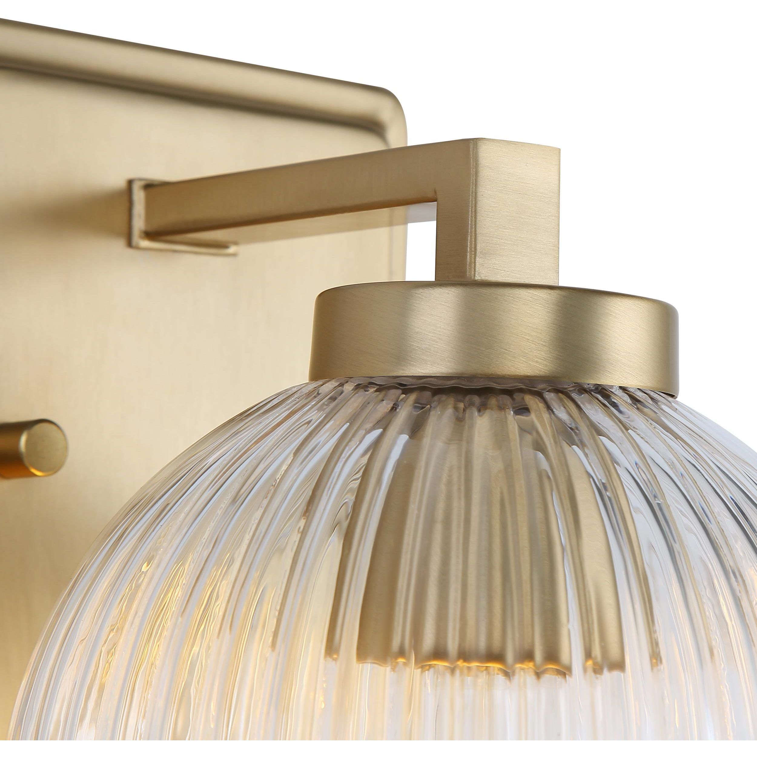 Yep Elliott Vanity Wall Light in Brushed Champagne Brass, Ribbed