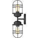 Seaport Vanity Wall Light in Matte Black, Damp
