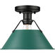 Orwell 1 Light 10 inch Matte Black Flush Mount Ceiling Light in Pine Green