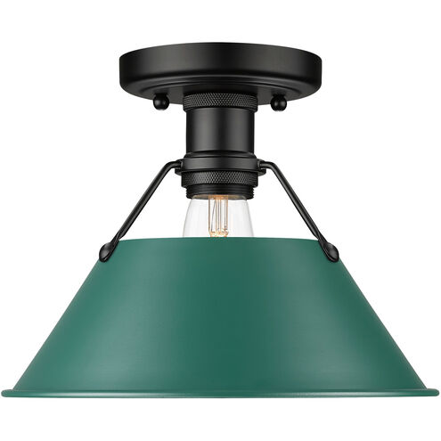 Orwell 1 Light 10 inch Matte Black Flush Mount Ceiling Light in Pine Green