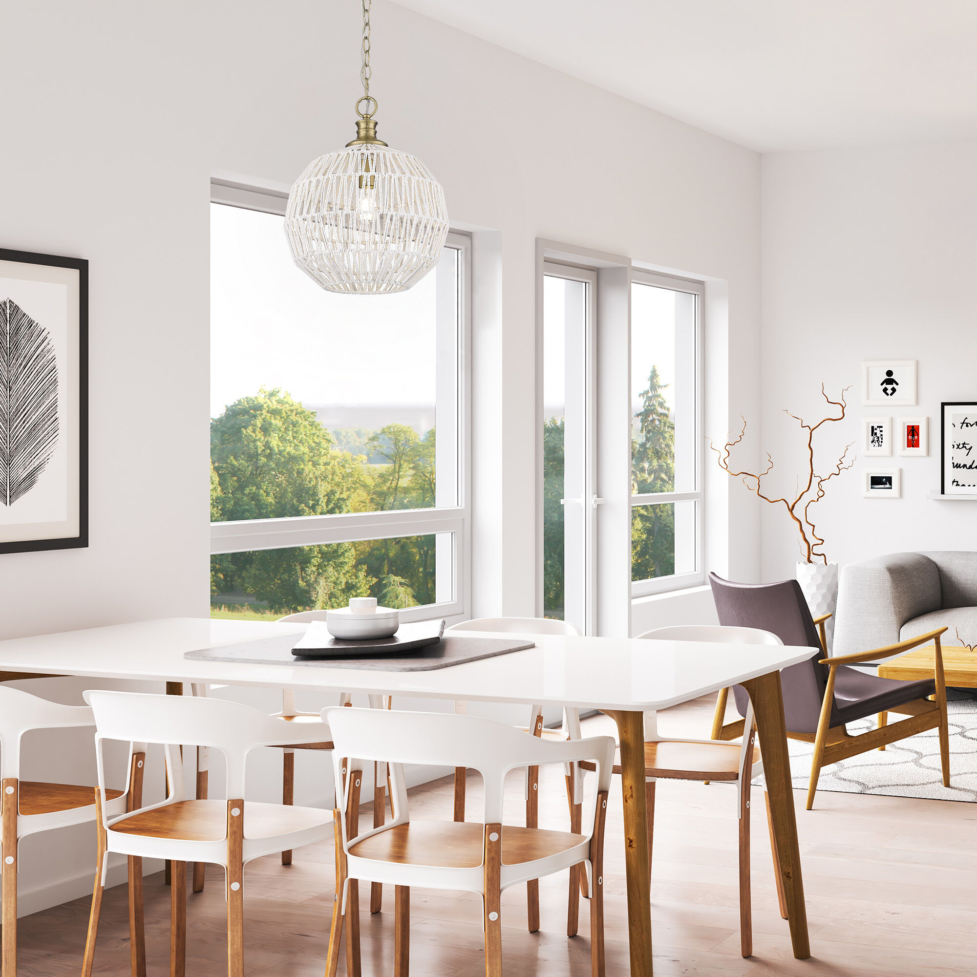 Florence 1 Light 14 inch Brushed Champagne Brass Pendant Ceiling Light