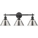 Orwell 3 Light 27 inch Matte Black Bath Vanity Wall Light in Pewter