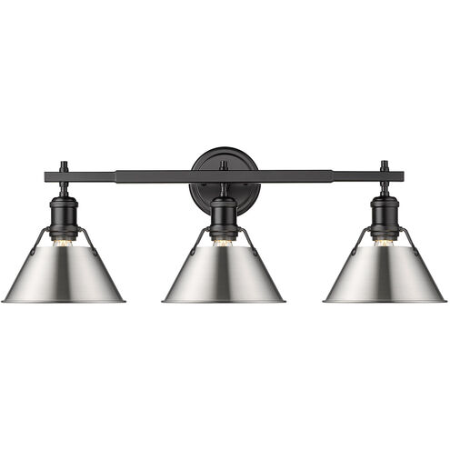 Orwell 3 Light 27 inch Matte Black Bath Vanity Wall Light in Pewter