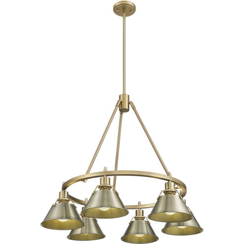 Orwell 6 Light 29 inch Brushed Champagne Bronze Chandelier Ceiling Light in Aged Brass