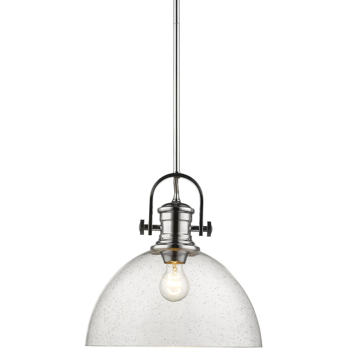 Yep Hines 1 Light 13.5 inch Chrome Pendant Ceiling Light in Seeded Glass, Large