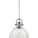 Yep Hines 1 Light 13.5 inch Chrome Pendant Ceiling Light in Seeded Glass, Large