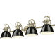 Yep Duncan Vanity Wall Light in Aged Brass, Black
